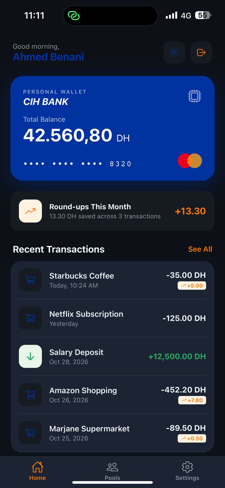 FLOUSSNA Home Screen