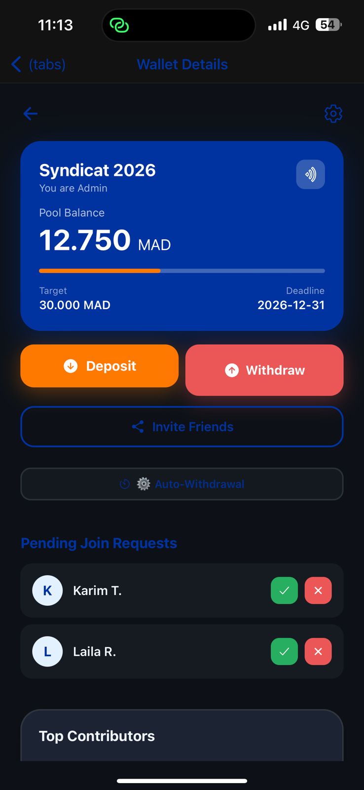 FLOUSSNA Wallet Screen